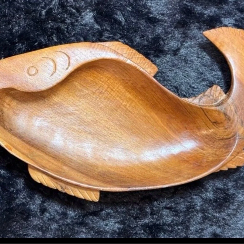 Teak Carved Wooden Fish Shaped Bowl- Handcrafted